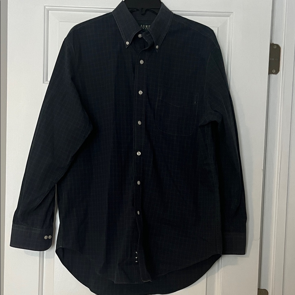 Lauren Ralph Lauren men's non-iron dress shirt in blue and green plaid